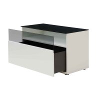 Interliving Wohnzimmer Serie 2031 - Lowboard als Medienmöbel Tonweiß & graues Glas - zwei Türen, eine Schublade, Breite ca. 180 cm