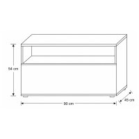 Interliving Wohnzimmer Serie 2031 - Lowboard als Medienmöbel Tonweiß & graues Glas - zwei Türen, eine Schublade, Breite ca. 180 cm
