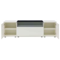 Interliving Wohnzimmer Serie 2031 - Lowboard als Medienmöbel Tonweiß & graues Glas - zwei Türen, eine Schublade, Breite ca. 180 cm