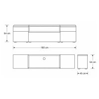Interliving Wohnzimmer Serie 2031 - Lowboard als Medienmöbel Tonweiß & graues Glas - zwei Türen, eine Schublade, Breite ca. 180 cm