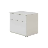Interliving Wohnzimmer Serie 2031 - Lowboard als Medienmöbel Tonweiß & graues Glas - zwei Türen, eine Schublade, Breite ca. 180 cm