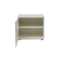 Interliving Wohnzimmer Serie 2031 - Lowboard als Medienmöbel Tonweiß & graues Glas - zwei Türen, eine Schublade, Breite ca. 180 cm