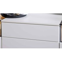 Interliving Wohnzimmer Serie 2031 - Lowboard als Medienmöbel Tonweiß & graues Glas - zwei Türen, eine Schublade, Breite ca. 180 cm