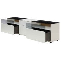 Interliving Wohnzimmer Serie 2031 - Wohnwand Tonweiß & graues Glas - Länge ca. 330 cm