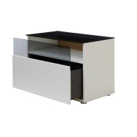 Interliving Wohnzimmer Serie 2031 - Wohnwand Tonweiß & graues Glas - Länge ca. 330 cm