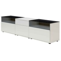 Interliving Wohnzimmer Serie 2031 - Wohnwand Tonweiß & graues Glas - Länge ca. 330 cm