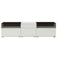 Interliving Wohnzimmer Serie 2031 - Wohnwand Tonweiß & graues Glas - Länge ca. 330 cm