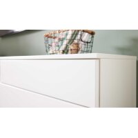 Interliving Wohnzimmer Serie 2031 - Wohnlösung Tonweiß & graues Glas - Länge ca. 270 cm