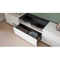 Interliving Wohnzimmer Serie 2031 - Wohnlösung Tonweiß & graues Glas - Länge ca. 270 cm