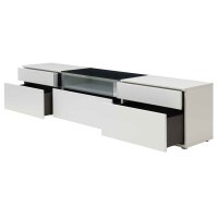 Interliving Wohnzimmer Serie 2031 - Wohnlösung Tonweiß & graues Glas - Länge ca. 270 cm