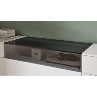 Interliving Wohnzimmer Serie 2031 - Wohnlösung Tonweiß & graues Glas - Länge ca. 270 cm