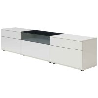 Interliving Wohnzimmer Serie 2031 - Wohnlösung Tonweiß & graues Glas - Länge ca. 270 cm