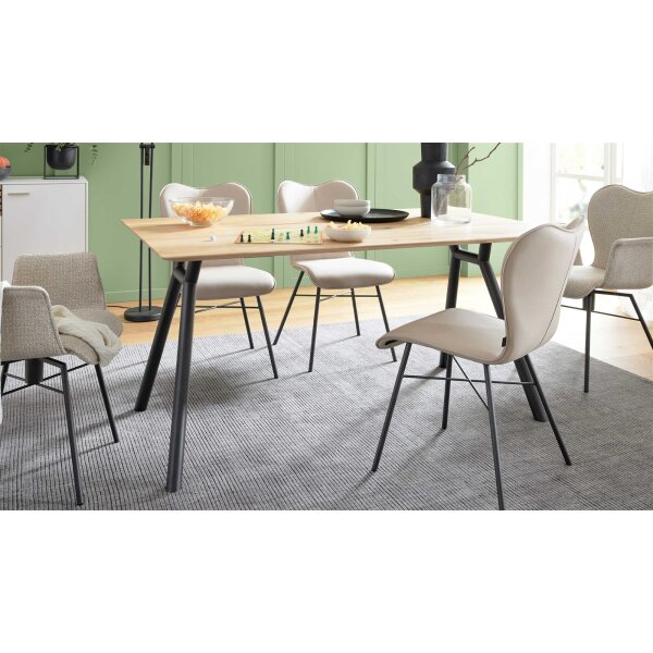 Interliving Esszimmer Serie 5115 - Esstisch astige Eiche & anthrazitfarbenes Metall - ca. 200 x 90 cm