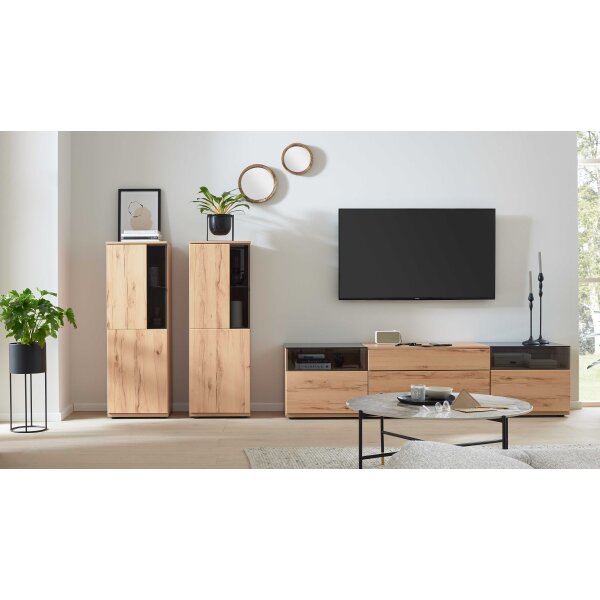 Interliving Wohnzimmer Serie 2031 - Wohnwand Balkenbuche - Länge ca. 330 cm