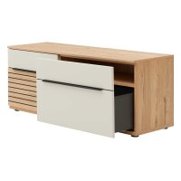 Interliving Wohnzimmer Serie 2032 - Wohnwand Sandbeige & Risseiche - Länge ca. 315 cm