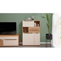 Interliving Wohnzimmer Serie 2032 - Wohnwand Sandbeige & Risseiche - Länge ca. 315 cm