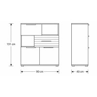 Interliving Wohnzimmer Serie 2032 - Wohnwand Sandbeige & Risseiche - Länge ca. 315 cm