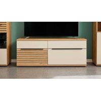 Interliving Wohnzimmer Serie 2032 - Wohnwand Sandbeige & Risseiche - Länge ca. 315 cm