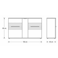 Interliving Wohnzimmer Serie 2032 - Sideboard Risseiche - drei Türen, Länge ca. 150 cm