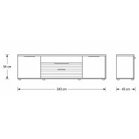 Interliving Wohnzimmer Serie 2032 - Wohnwand Grau & Risseiche- Länge ca. 270 cm