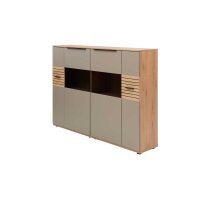 Interliving Wohnzimmer Serie 2032 - Highboard Grau & Risseiche - vier Türen, Breite ca. 180 cm