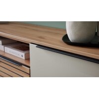 Interliving Wohnzimmer Serie 2032 - Lowboard Sandbeige & Balkenbuche - dreiteilig, Länge ca. 210 cm