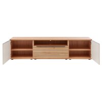 Interliving Wohnzimmer Serie 2032 - Lowboard Sandbeige & Balkenbuche - dreiteilig, Länge ca. 210 cm