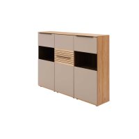 Interliving Wohnzimmer Serie 2032 - Highboard Grau & Risseiche - drei Türen, Breite ca. 180 cm