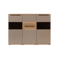 Interliving Wohnzimmer Serie 2032 - Highboard Grau & Risseiche - drei Türen, Breite ca. 180 cm