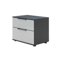 Interliving Schlafzimmer Serie 1210 – Nachtkommode Seidengrau & Basalt - zwei Schubladen, Breite ca. 46 cm