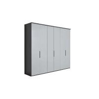 Interliving Schlafzimmer Serie 1210 – Kleiderschrank Seidengrau & Basalt - sechs Türen, Breite ca. 299 cm