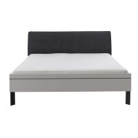 Interliving Kleiderschrank Serie 1207 Bettgestell Satingrau & anthrazitfarbener Bezug Stone - Liegefläche ca. 180 x 200 cm