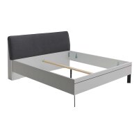 Interliving Kleiderschrank Serie 1207 Bettgestell Satingrau & anthrazitfarbener Bezug Stone - Liegefläche ca. 180 x 200 cm