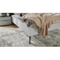Interliving Kleiderschrank Serie 1207 Bettgestell Satingrau & anthrazitfarbener Bezug Stone - Liegefläche ca. 180 x 200 cm