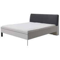 Interliving Kleiderschrank Serie 1207 Bettgestell Satingrau & anthrazitfarbener Bezug Stone - Liegefläche ca. 180 x 200 cm