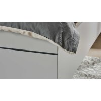 Interliving Kleiderschrank Serie 1207 Bettgestell Satingrau & anthrazitfarbener Bezug Stone - Liegefläche ca. 180 x 200 cm