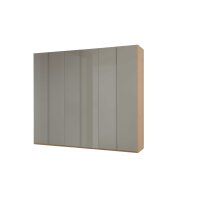 Interliving Schlafzimmer Serie 1210 – Kleiderschrank Taupe & Balkeneiche - sechs Türen, Breite ca. 299 cm