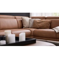 Interliving Sofa Serie 4461 - Ecksofa haselnussfarbenes Leder Evita & schwarze Aluminiumfüße - Stellfläche ca. 292 x 244 cm