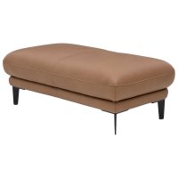 Interliving Sofa Serie 4461 - XXL-Hocker haselnussfarbenes Leder Evita & schwarze Aluminiumfüße - ca. 120 x 65 cm