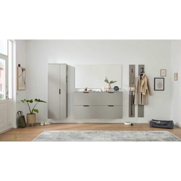 Interliving Garderobe Serie 6012 - Garderoben-Set graubeiger Mattlack - fünfteilig