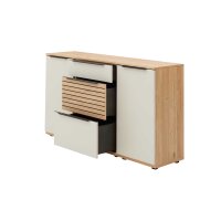 Interliving Wohnzimmer Serie 2032 - Sideboard mit Regalkombination Sandbeige & Risseiche - Länge ca. 210 cm