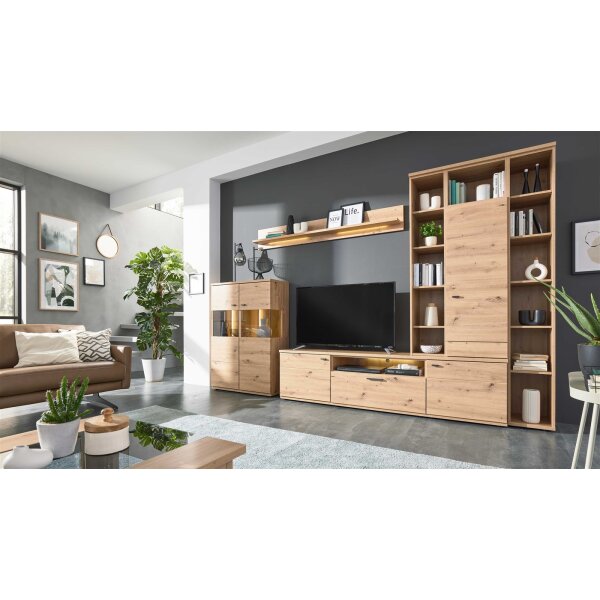 Interliving Wohnzimmer Serie 2110 - Wohnwand Alteiche - Breite ca. 345 cm