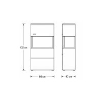 Interliving Wohnzimmer Serie 2110 - Highboard Alteiche - zweiteilig, Breite ca. 90 cm
