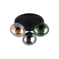 Interliving Leuchten Serie 9350 - Deckenlampe Glas in Amber, Grün & Rauch - Durchmesser ca. 39 cm