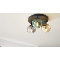 Interliving Leuchten Serie 9350 - Deckenlampe Glas in Amber, Grün & Rauch - Durchmesser ca. 39 cm
