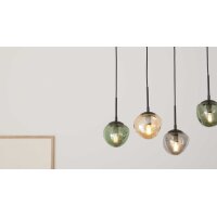 Interliving Leuchten Serie 9350 - Hängelampe Glas in Amber, Grün & Rauch - sechs Lampenschirme