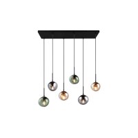 Interliving Leuchten Serie 9350 - Hängelampe Glas in Amber, Grün & Rauch - sechs Lampenschirme