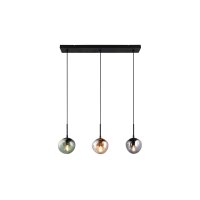 Interliving Leuchten Serie 9350 - Hängelampe Glas in Amber, Grün & Rauch - drei Lampenschirme