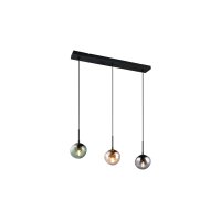 Interliving Leuchten Serie 9350 - Hängelampe Glas in Amber, Grün & Rauch - drei Lampenschirme