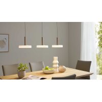 Interliving Leuchten Serie 9351 - Hängelampe warmgraues & kaffeefarbenes Metall - drei Lampenschirme